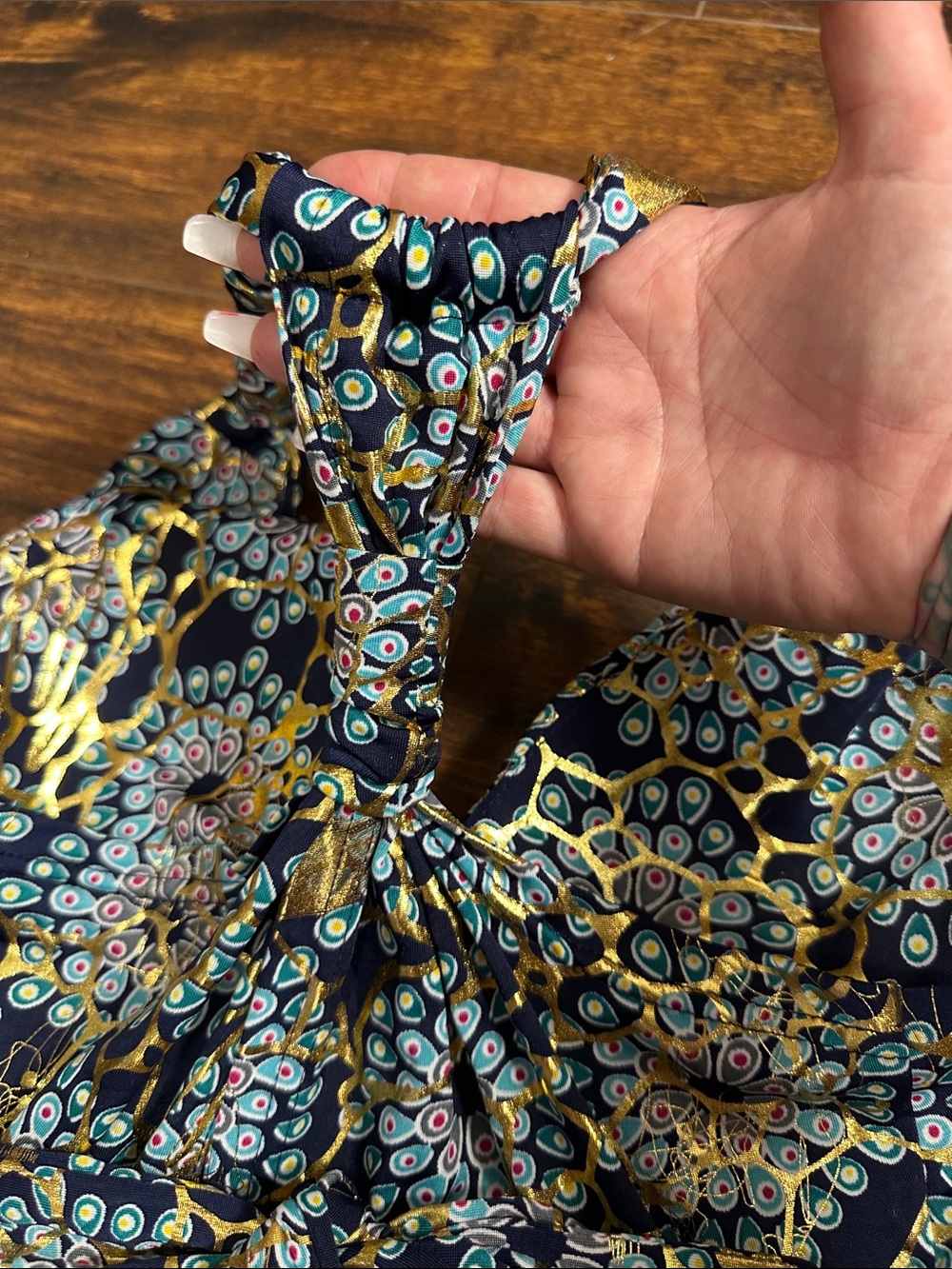 πIndia Boutique Navy and Yellow Floral Racerback Maxi Dressβ¨ - Picture 11 of 11